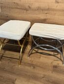2 Hocker Badhocker Sitzhocker aus Metall in Gold und Silber in 88131