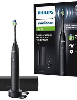 Philips Sonicare Elektrische Zahnbürste Series 5300, Aufsteckbürsten: 1 St., mit Andruckkontrolle, 2 Intensitätsstufen, inkl. Ladegerät, Reiseetui