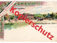 Ansichtskarte „Gruss aus dem Haideschlösschen“, Halle/S., ca. 1897 - Landsberg