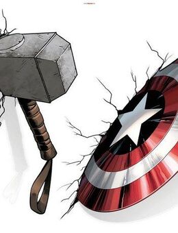Komar Wandtattoo Avengers Hammer & Shield - Größe 100 x 70 cm (4 St), selbstklebend, Wandsticker, Kinderzimmer
