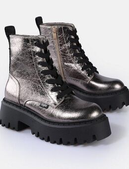 Buffalo Aspen Lace Up mid Plateaustiefelette Schnürboots, Plateauboots, Profilsohle, in aktueller Metallic-Optik