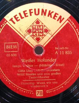 Schellack Schallplatte: Gitta Lind - Weißer Holunder + Wenn wir uns wiederseh´n - Biebesheim (Rhein)