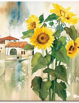 Artland Leinwandbild Gruss der Sonnenblume, Blumen (1 St), auf Holzrahmen gespannt