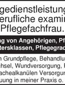 Pflegedienstleistungen. Freiberufliche examinierte Pflegefachfrau. in 67759