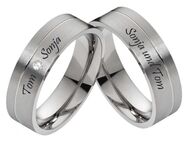 Massive Titanringe T073 mit Zirkonia oder Diamant - Aholming