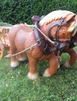 Pferdegespann mit Leiterwagen 150 cm lang NEU Dekofigur - Hergisdorf