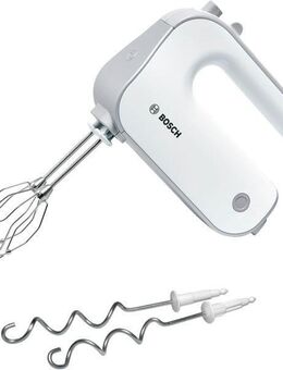 BOSCH Handmixer Styline MFQ4030, Edelstahl Rührbesen/Knethaken, 5 Stufen, weiß, 500 W, Turbotaste, leichtes Gehäuse, Made in Europe