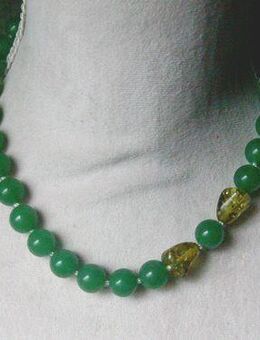 Edelsteinkette mit den Aventurin und den Bernstein - Stemmen