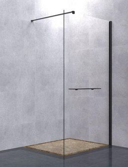 welltime Walk-in-Dusche Plus, Einscheibensicherheitsglas, Duschwand inkl. Ablage mit Handtuchhalter, mit Aluminium-Wandprofil