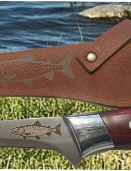 Anglermesser mit Scheide inkl. Gravur Forelle - Osterode (Harz)