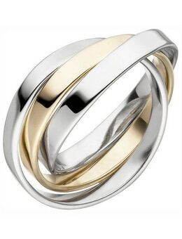 JOBO Fingerring Wickelring, 3-reihig verschlungen 925 Silber bicolor vergoldet