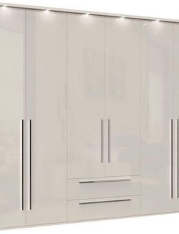 Places of Style Drehtürenschrank Piano, inklusive Rahmen und Beleuchtung, soft-close-Funktion (viele Breiten zur Auswahl, 226cm hoch, mit jeweils 2 Schubladen) beige oder weiß, UV lackiert, Hochglanzfronten, FSC-zertifiziert