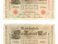2 Historische Banknoten, 1910, 1000 Mark, Reichsbanknote - Dresden