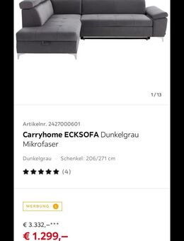 Carryhome Ecksofa in elegantem Dunkelgrau (Mikrofaser) - Duisburg