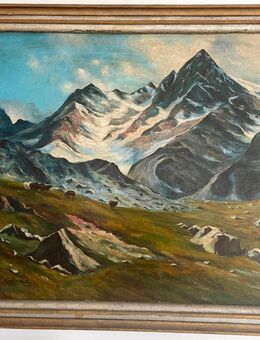 Ölgemälde von F. Habermehl Berglandschaft / Alpen - Schriesheim