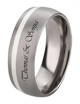 Herrenring Titanring mit Silber HT012 mit individuell Außengravur - Aholming