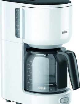 Braun Filterkaffeemaschine KF 3120 WH, Papierfilter 1x4, 1.000 W, automatische Abschaltung, herausnehmbarer Filterkorb