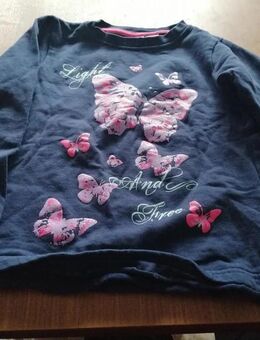 Blaues Langarmshirt mit Aufdruck Schmetterling - Gr. 116 v - Pirmasens
