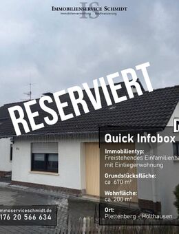RESERVIERT! Freistehendes Einfamilienhaus mit vermieteter Einliegerwohnung in bester Lage von Plettenberg-Hothausen - Plettenberg