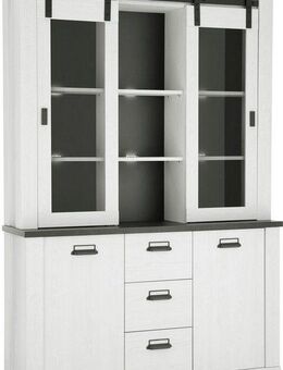 Home affaire Buffet SHERWOOD Holz Dekor, mit Scheunentorbeschlag und Apothekergriffen, Breite 133cm