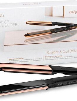 BaByliss Glätteisen ST482E Straight & Curl Brilliance Titan-Beschichtung, 2-in-1 Glätteisen