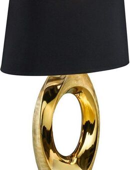 Reality Leuchten Schreibtischlampe Taba, ohne Leuchtmittel, Nachttischlampe, Tischlampe golfarbig, Stoffschirm in schwarz/gold