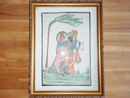 Alte Zeichnung Bild Radha Krishna Hinduismus Indische Gottheit 35x45 - Schwalmtal (Nordrhein-Westfalen)