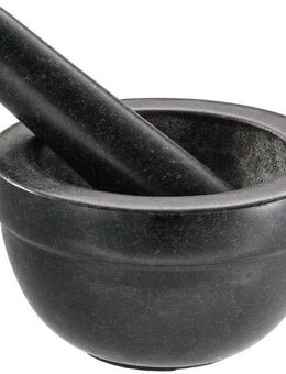 RÖSLE Mörser, (2-tlg), Granitmörser für Kräuter, Gewürze oder Pesto, Anti-Rutsch-Boden