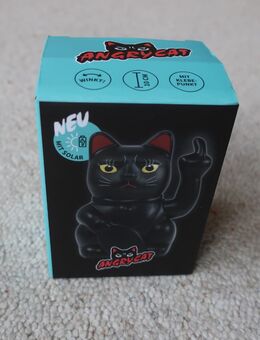 Solar Cat Angry Cat Lucky Cat Winkekatze matt-schwarz 10 cm - Niddatal