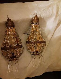 2 Wandlampen Messing und Steinen,H ca 35 cm Durchmesser ca 15 cm - Lampertheim