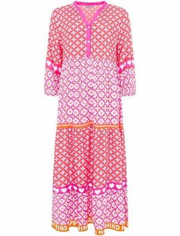 Zwillingsherz Maxikleid "Dreams" mit Mustermix, Knopfleiste und 3/4 Arm