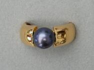 Ring aus vergoldetem 925-Silber mit grauer Perle - gebraucht - Ingelheim (Rhein) Zentrum