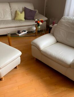 Sofa Sitzgarnitur Bezug Leder Z62/42 Weiss mit Verstellung - Kornwestheim