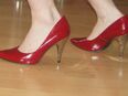 Viel getragene rote Lackpumps, Highheels, Pumps, Gr. 39 in 40599