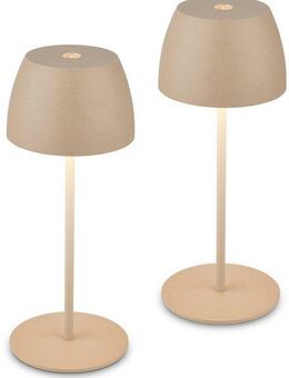 Briloner Leuchten Tischleuchte 2er Set LED Tischlampe kabellos, beige, 2er Set Tischlampe kabellos 20x8cm Beige 2,5W