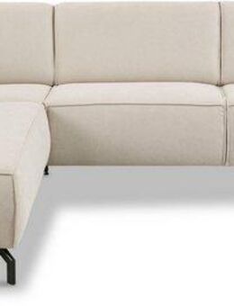 Places of Style Ecksofa Lorcan, Breite 275 cm, weiches Sitzgefühl, mit schwarzen Metallfüßen, Lederoptik und in weichem Strukturstoff