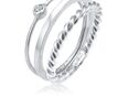 Elli Solitärring Ring-Set mit Kristalle 925 Silber in 00000