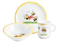 Seltmann Weiden Kindergeschirr-Set Compact Fleißige Bienchen (3-tlg), 1 Personen, Porzellan, Teller, Schüssel, Becher, Made in Germany, 3 Teile, für 1 Person