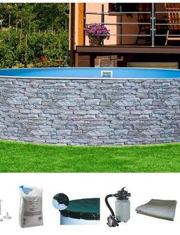 my POOL BWT Rundpool STONE 2 (Set, 7-tlg), Steindekor, in verschiedenen Farben
