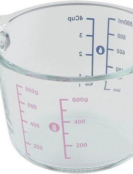 Emsa Messbecher Prep&Bake, Glas, (1-St), doppelte Skalierung f. feste & flüssige Zutaten, Ausgießlippe