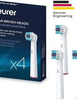 BEURER Aufsteckbürsten TB 30/50 Bürstenköpfe Clean, für elektrische Zahnbürsten, Mit 2 Borstenlängen, Schutzkappe & farbigen Unterscheidungsringen