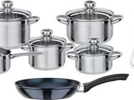 GSW Topf-Set Silver Star, Edelstahl (Set, 12-tlg., 1 je Braten- u. Fleischtopf 16/20cm, 1 Kasserolle 16cm, 1 Pfanne 20cm), Edelstahl rostfrei, Induktion
