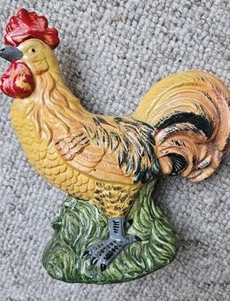 g07) Deko Hahn aus Keramik / Gips - 22,5 cm hoch - gelb grün - Ostern - Dekoration - Garbsen