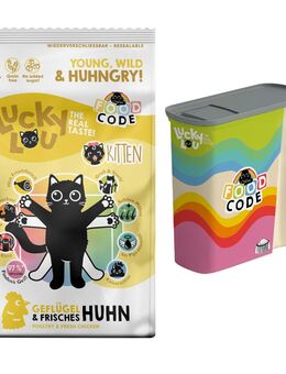 2 x 1,7 kg Lucky Lou Trockenfutter + Trockenfutterbehälter gratis! - Kitten Geflügel & Huhn