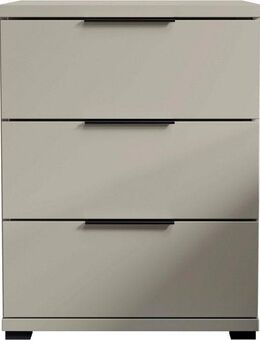 Schlafkontor Nachtkommode Smilla Nachttisch, Nachtkonsole mit Schubkästen, Korpus melaminbeschichtet, silberfarbige oder schwarze Griffe
