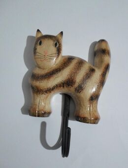 Katze mit Haken aus Holz, Handarbeit, Handbemalt, Geschenk, NEU - Rödermark Zentrum