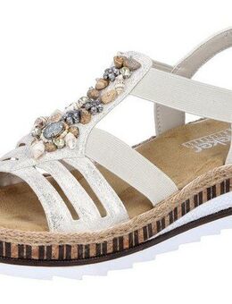 Rieker Sandale, Sommerschuh, Sandalette, Keilabsatz, im Metallic-Look
