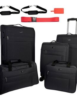 Travel Pal Trolleyset Reisegepäck Trolley-Set PALMA, 4 Rollen, (Set, 7 tlg), 3 Koffer S/M/L, Reisetasche, Fliegetasche, Kofferanhänger, Koffergurt