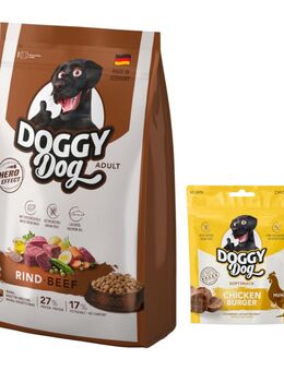 1 kg DOGGY Dog + 70 g Softsnack Chicken Burger gratis! - Adult Rind