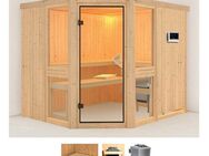 Karibu Sauna Aline 3, BxTxH: 231 x 196 x 198 cm, 68 mm, (Set) 9-kW-Bio-Ofen mit externer Steuerung